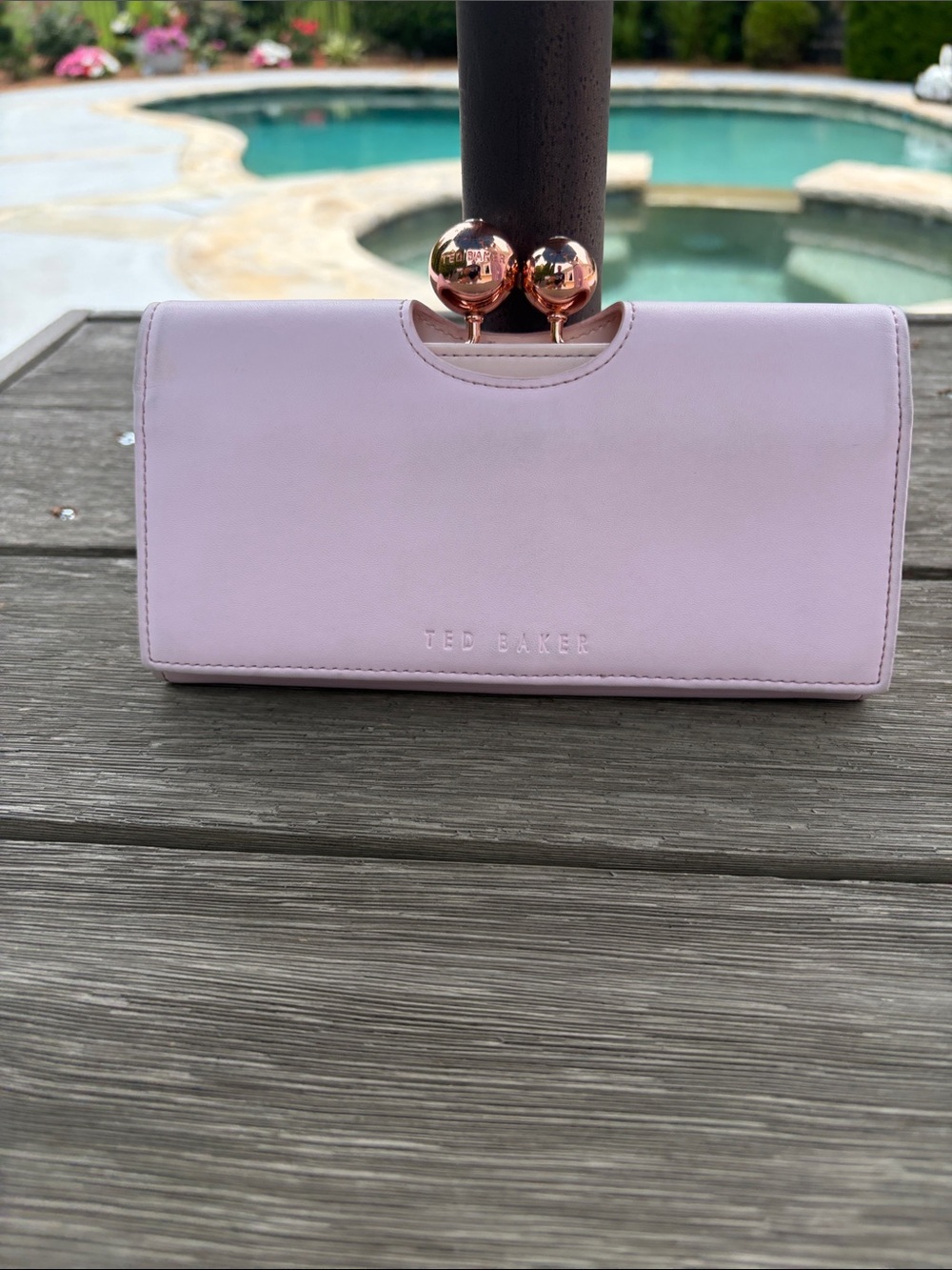 Ted Baker Lilac Clutch with Rose Gold Sphere Closure